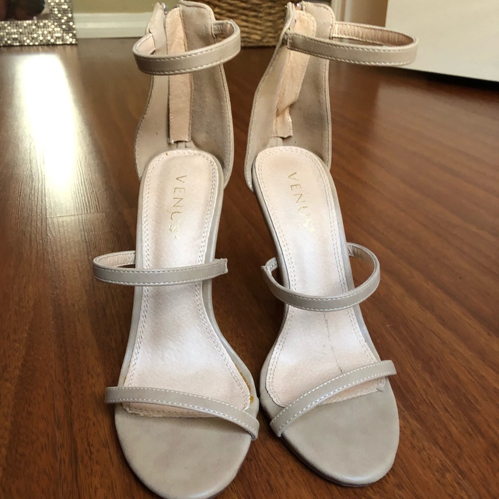 Nude strappy heels